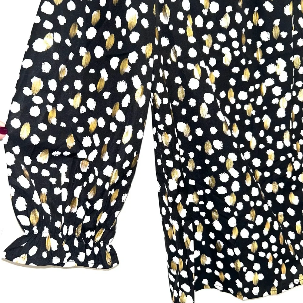 Black with White and Gold Polka Dots Blouse - Picture 2 of 4